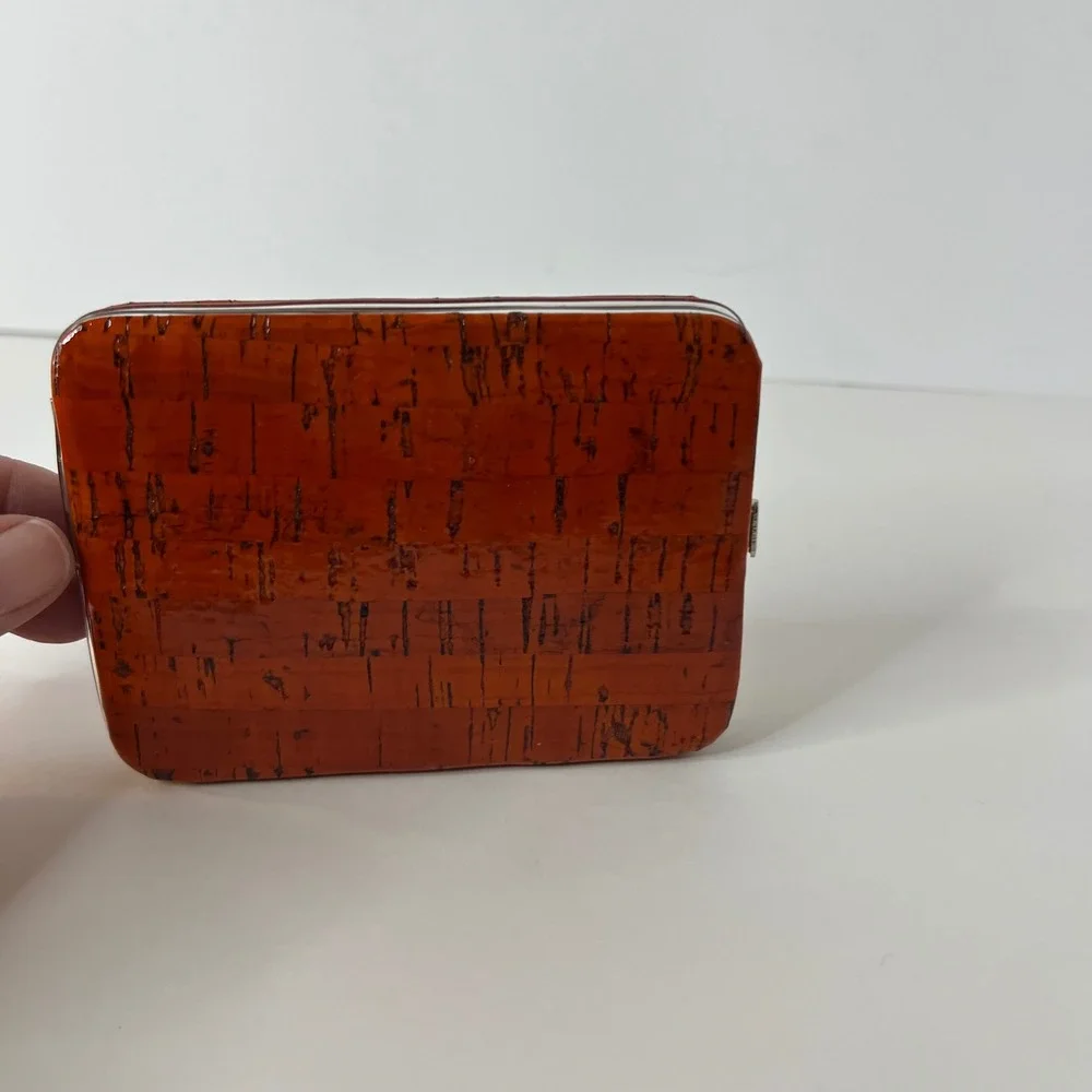 Mundi Embossed Cork Look Card Wallet Red Orange 3.5 x‎ 4.5